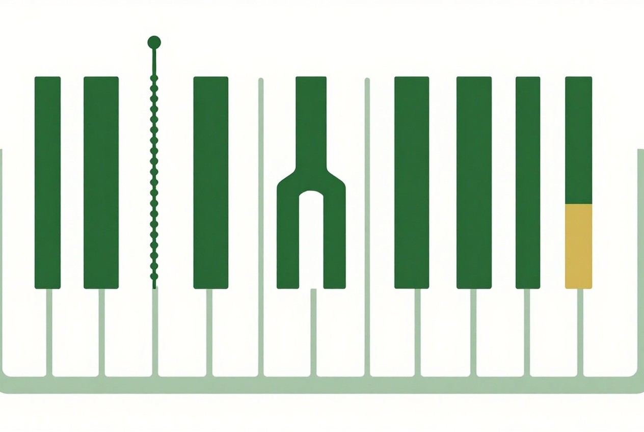 Keyboard key weighting shown with a key cross-section